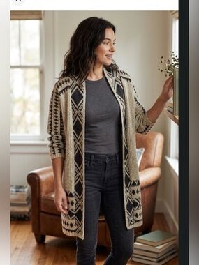 Lucky Brand Womens Southwestern Cardigan Sweater Size M